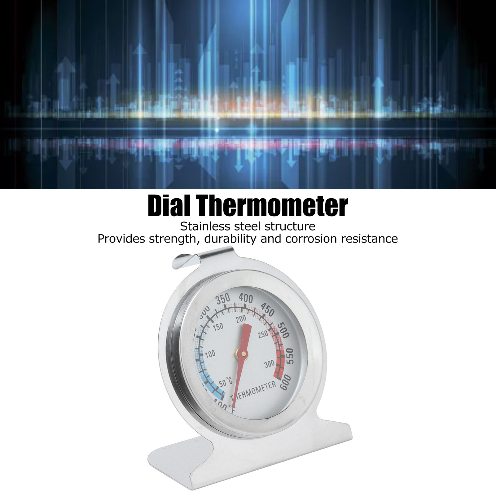 Oven Thermometer Analog - Termômetro de Forno em Aço Inoxidável