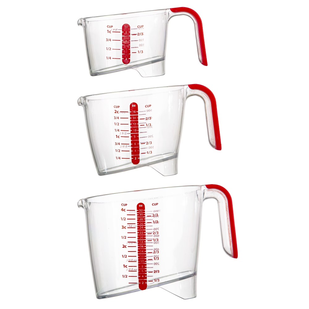Kitchen Glass Baking Set - Conjunto de 3 Copos Medidores de