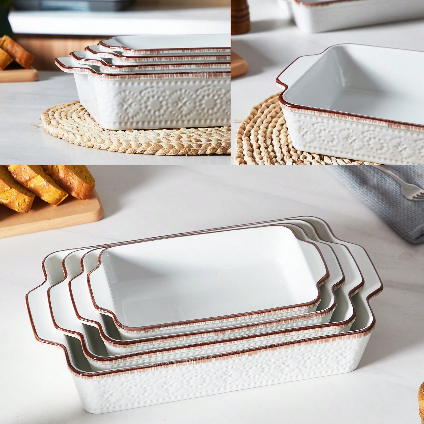 Kitchen Glass Baking Set - Assadeiras para Forno, Conjunto de 4