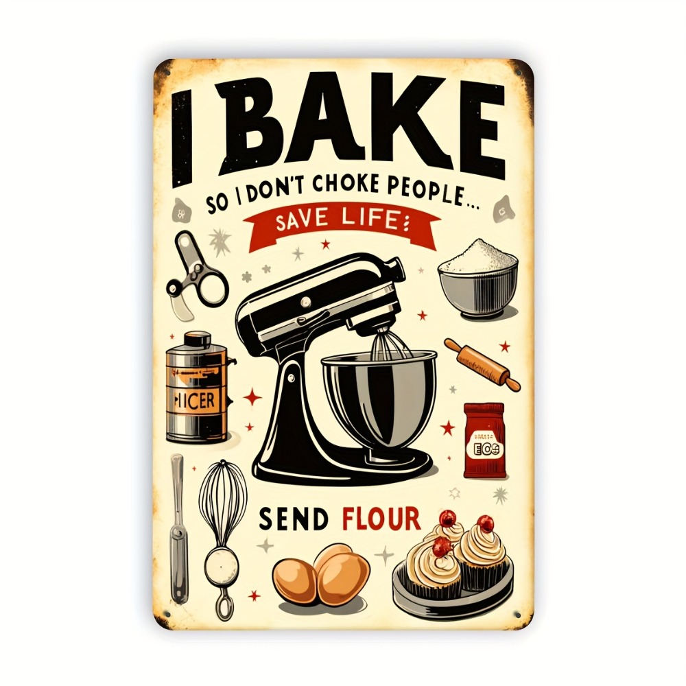 Kitchen Baking Quotes - Placa de metal vintage com humor