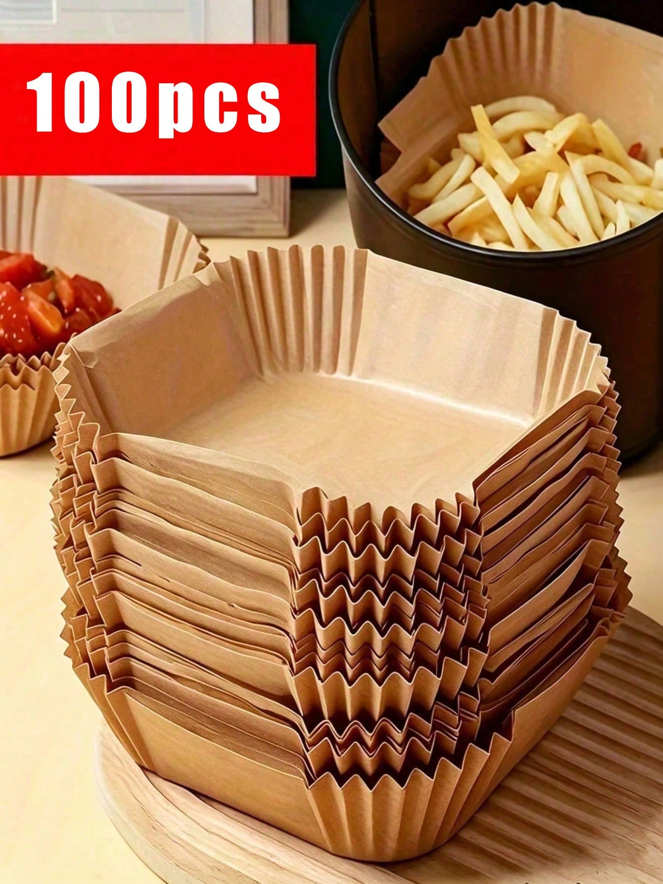 Kitchen Baking Containers - 100/50 unidades de Papel Descartável Quadrado