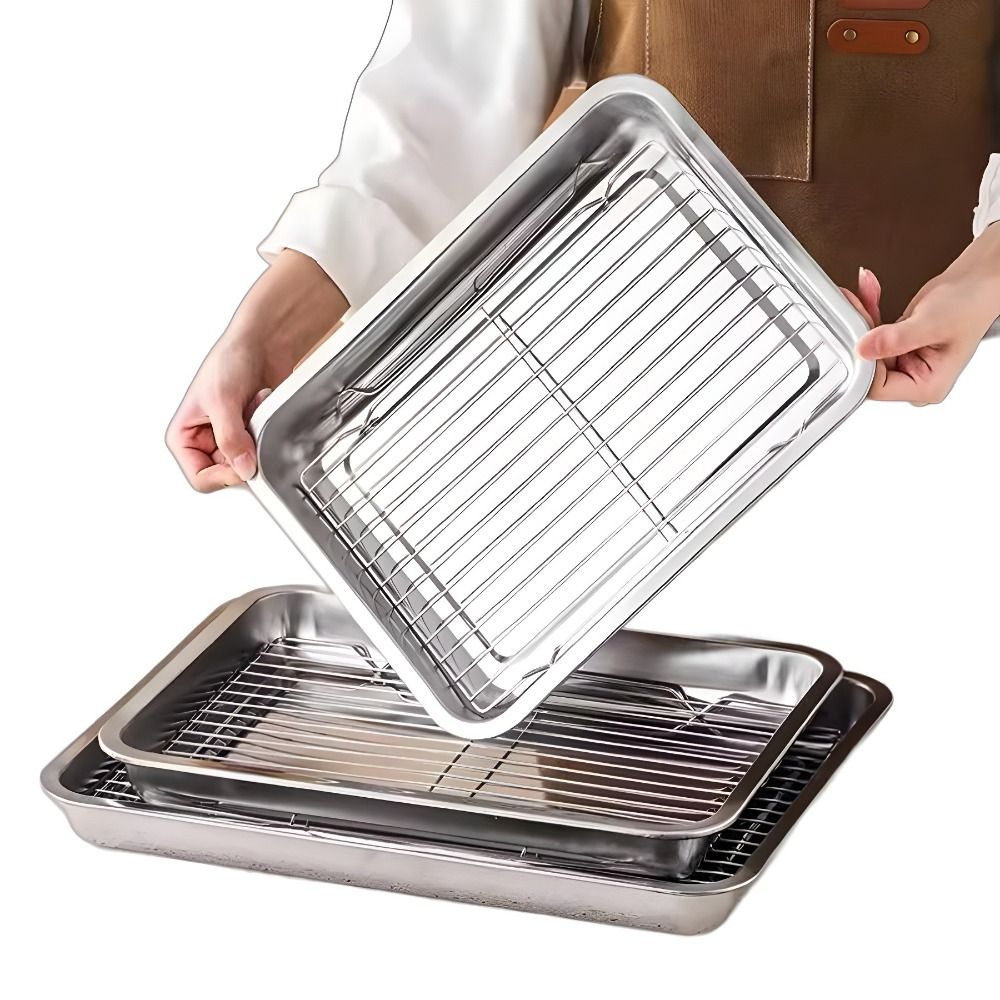 Kitchen Oven Baking Pans - Assadeira Portátil Antiaderente de Aço Inoxidável