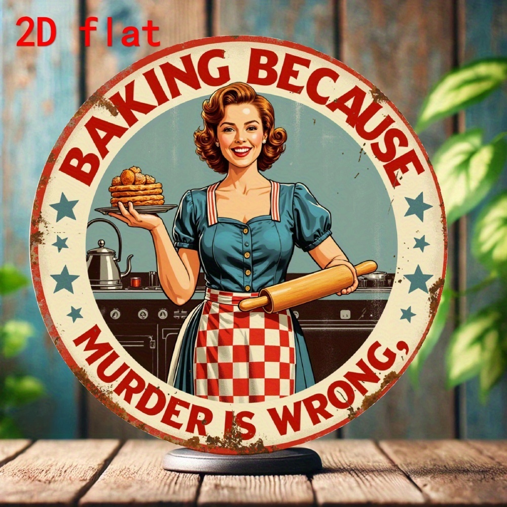 Placa Redonda Vintage de Alumí - Kitchen Baking Quotes avaliação e preço