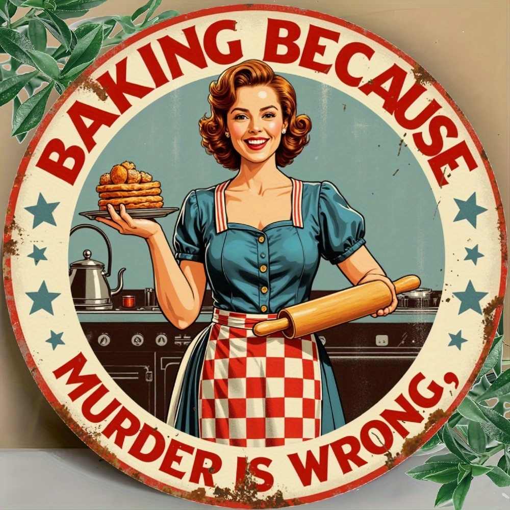 Placa Redonda Vintage de Alumí - Kitchen Baking Quotes avaliação e preço