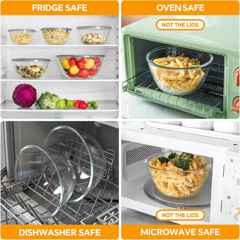 Conjunto de 5 Tigelas de Vidro - Kitchen Glass Baking Set avaliação e preço