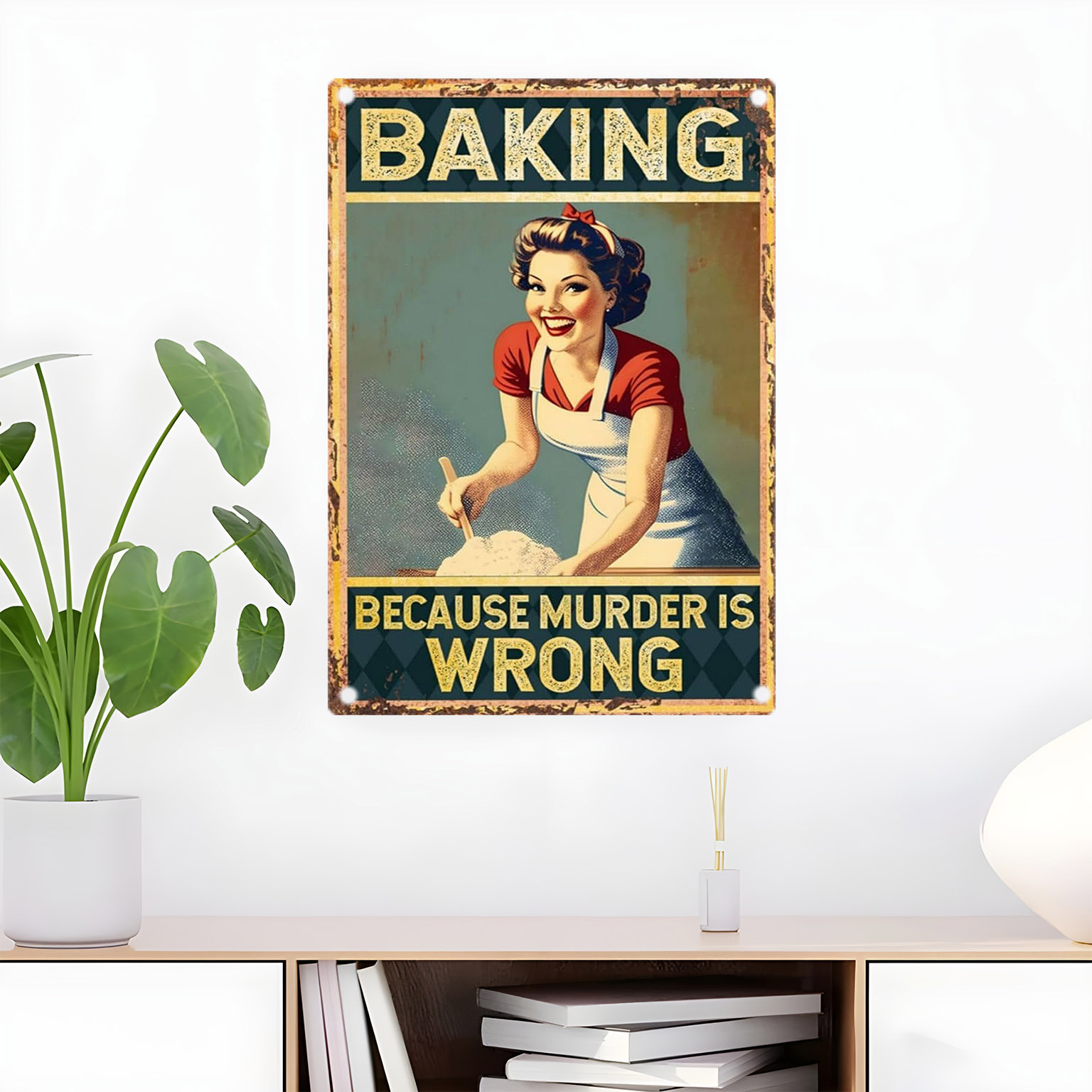Placa Decorativa de Metal Vint - Kitchen Baking Quotes avaliação e preço