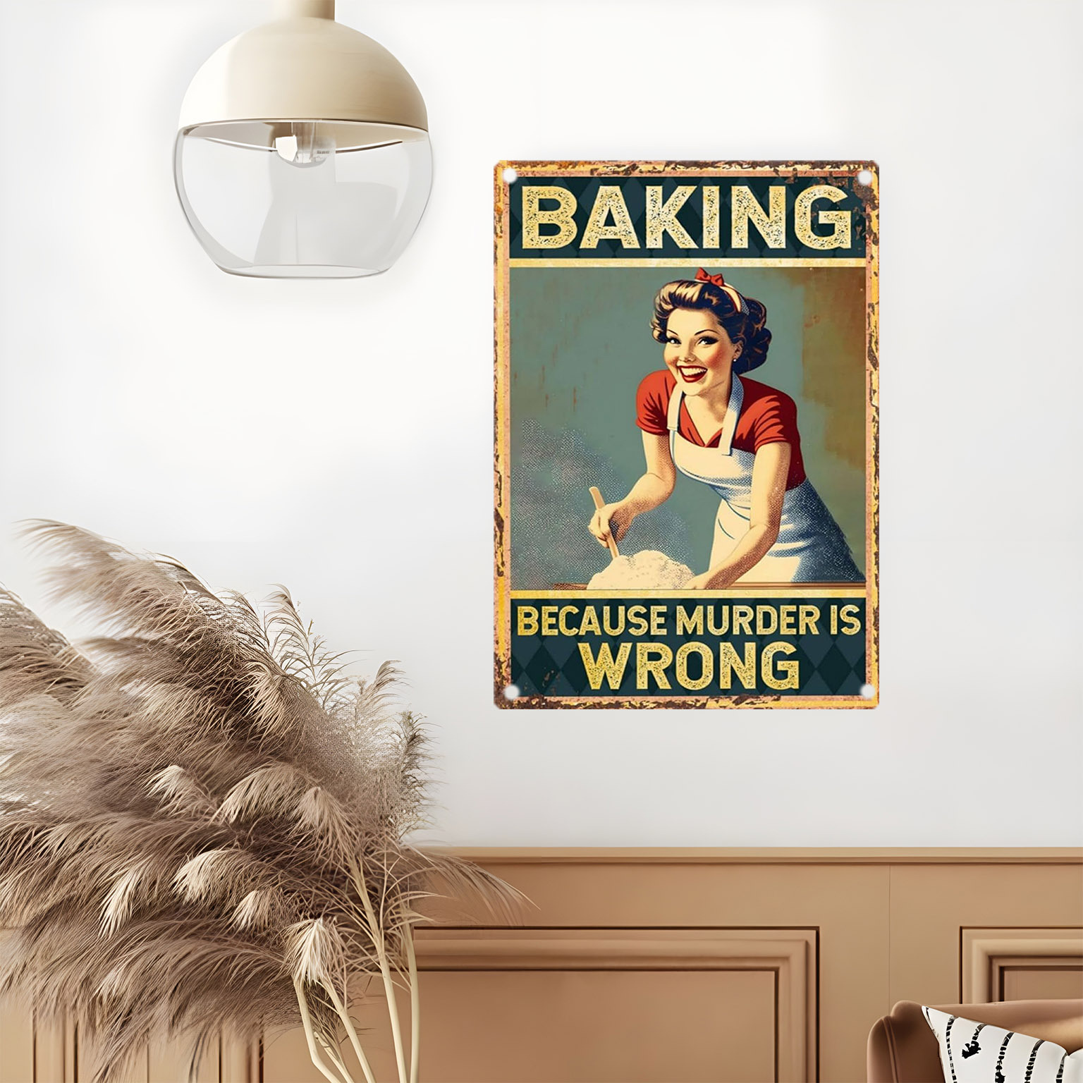 Placa Decorativa de Metal Vint - Kitchen Baking Quotes avaliação e preço